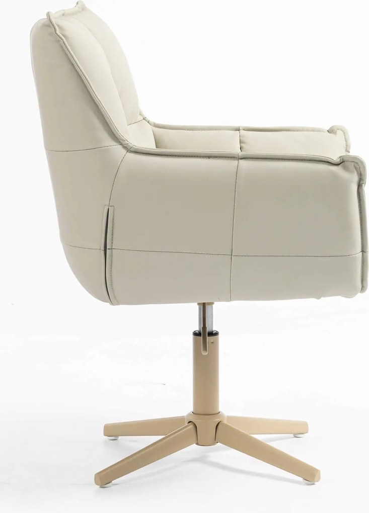 HR560CROSS Scaun Ecru Piele Ecologica Premium Soft cu Bază Crem
