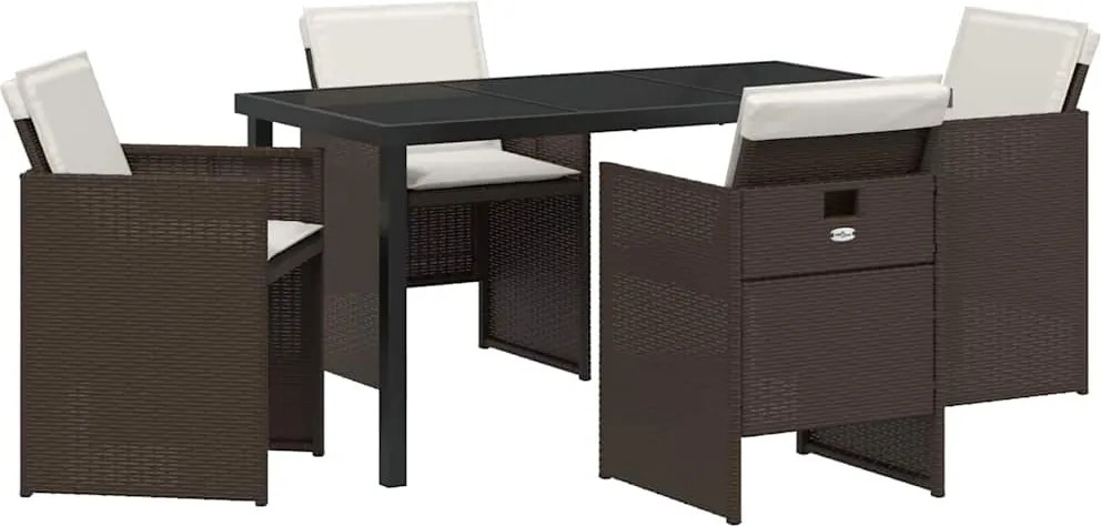 vidaXL Set de masă pentru grădină 5 pcs Maro poliratan