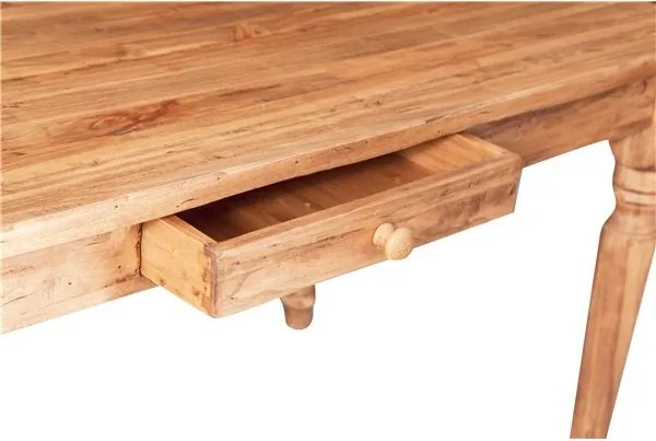 Masa fixa, L140 80 H80 cm, cu sertar, lemn masiv natur antic