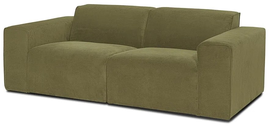 Canapea verde din catifea reiată 202 cm Sting - Scandic