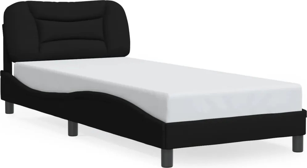 vidaXL Cadru de pat cu LED fără saltea Hvar țesătură neagră 90x200 cm