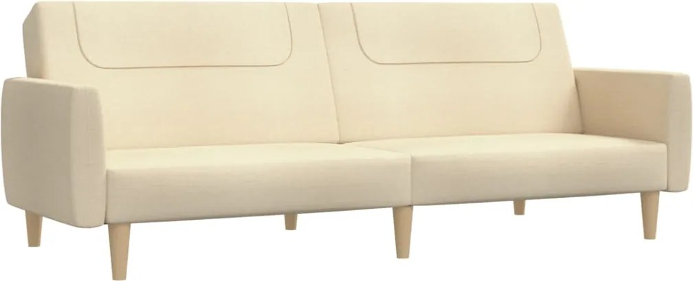 vidaXL Canapea extensibilă cu 2 locuri, crem, material textil