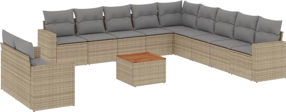 vidaXL Set canapele de grădină cu perne, 12 piese, bej, poliratan