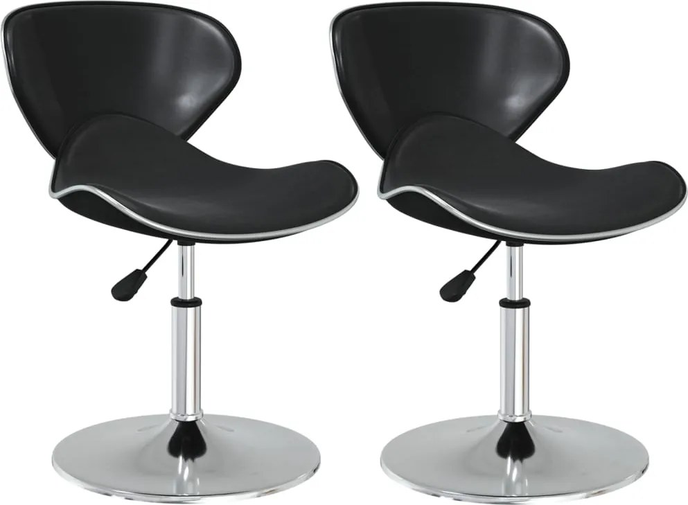 vidaXL Scaune de bucătărie, 2 buc., negru, piele ecologică