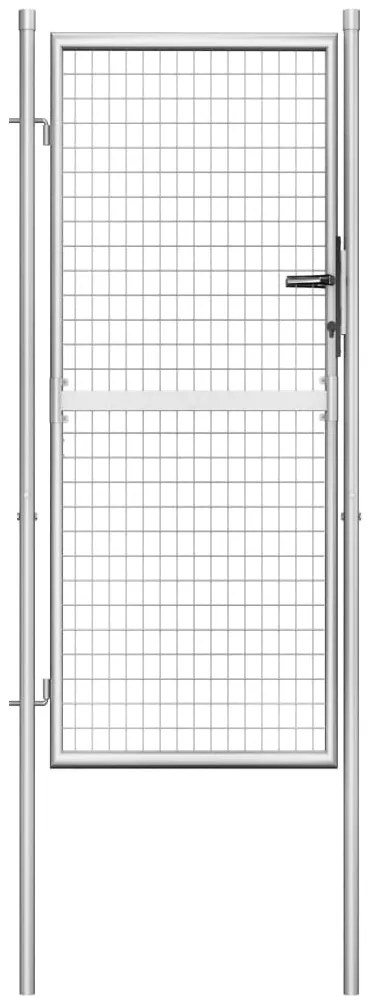 vidaXL Poartă de grădină, argintiu, 105 x 225 cm, oțel galvanizat