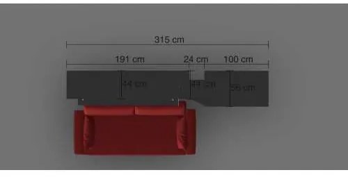 Set pat rabatabil dublu (150X200), canapea 2 locuri, 1 dulap (100 cm) si 1 mini biblioteca 24 cm - NOVA Wardrobe&Fancy Sofa Set