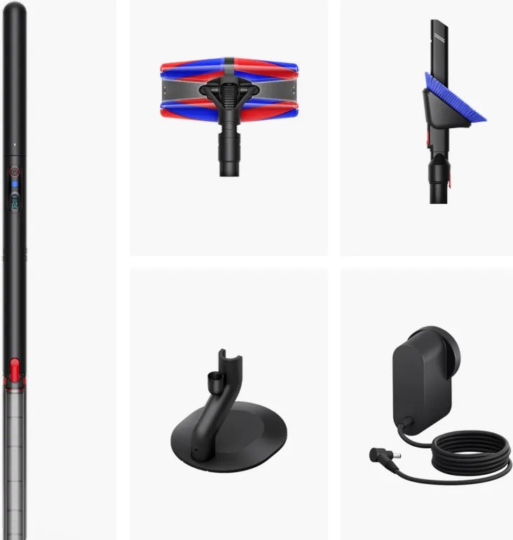 Aspirator vertical Dyson PencilVac Fluffycones 492689-01, 55 AW, 30 min, 80 ml, 140000 Hyperdymium™, design ultra-subțire, iluminare LED, negru