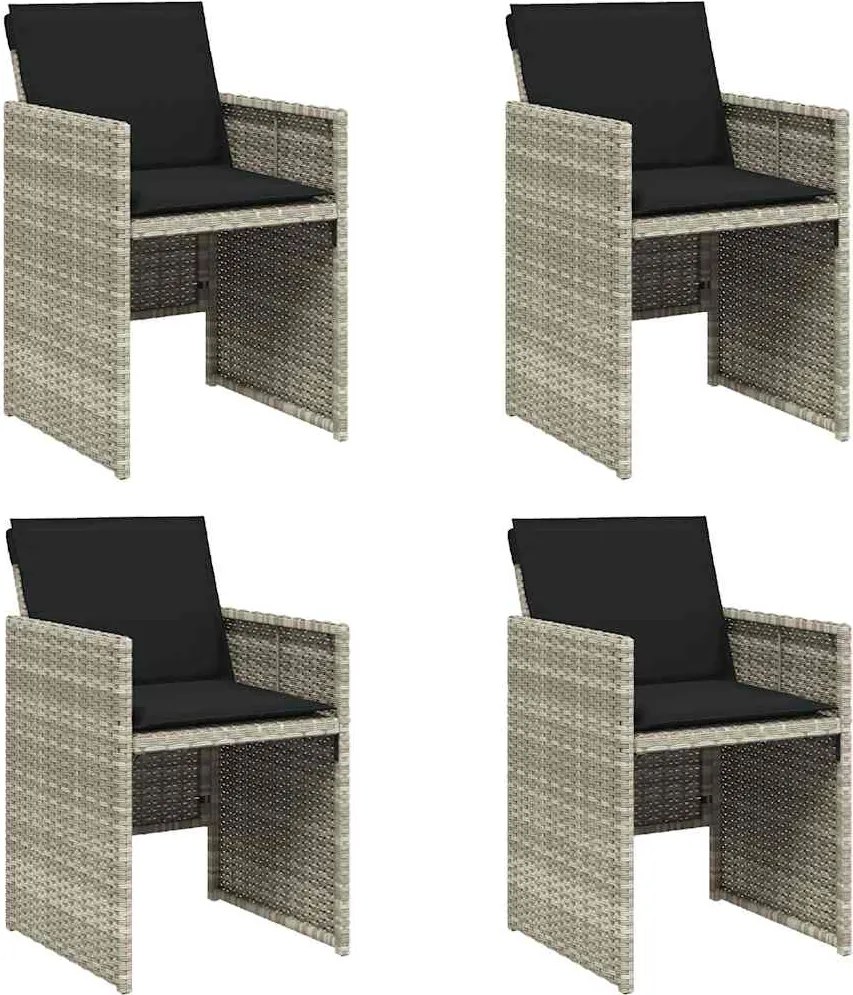 vidaXL Fotolii de grădină cu perne, 4 buc., gri deschis, poliratan