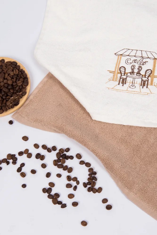 Prosoape de bucătărie CAFE, 2 buc Crem-Muștar /Cream-Mustard Set (2 buc, 40x60 cm)