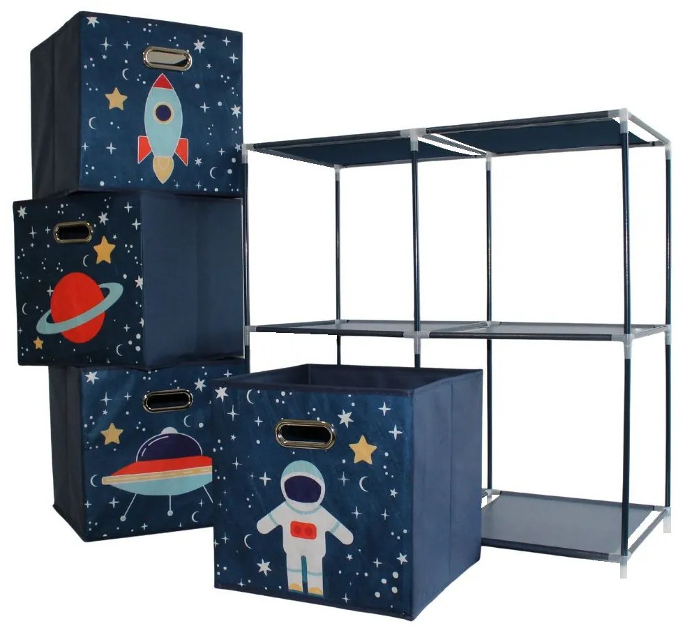 Dulap modular 2 rafturi și 4 cutii depozitare Space