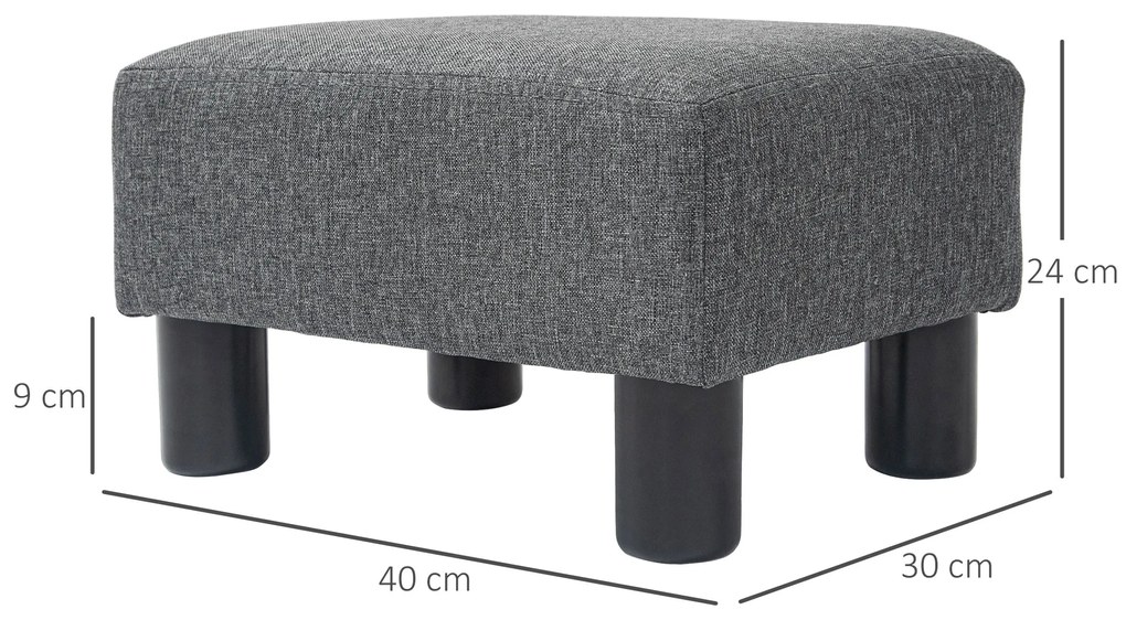 HOMCOM Taburet pentru picioare, taburet cu tapițerie din material asemănător inului, umplutură din spumă, picioare din plastic, pentru diverse încăperi, gri | Aosom Romania