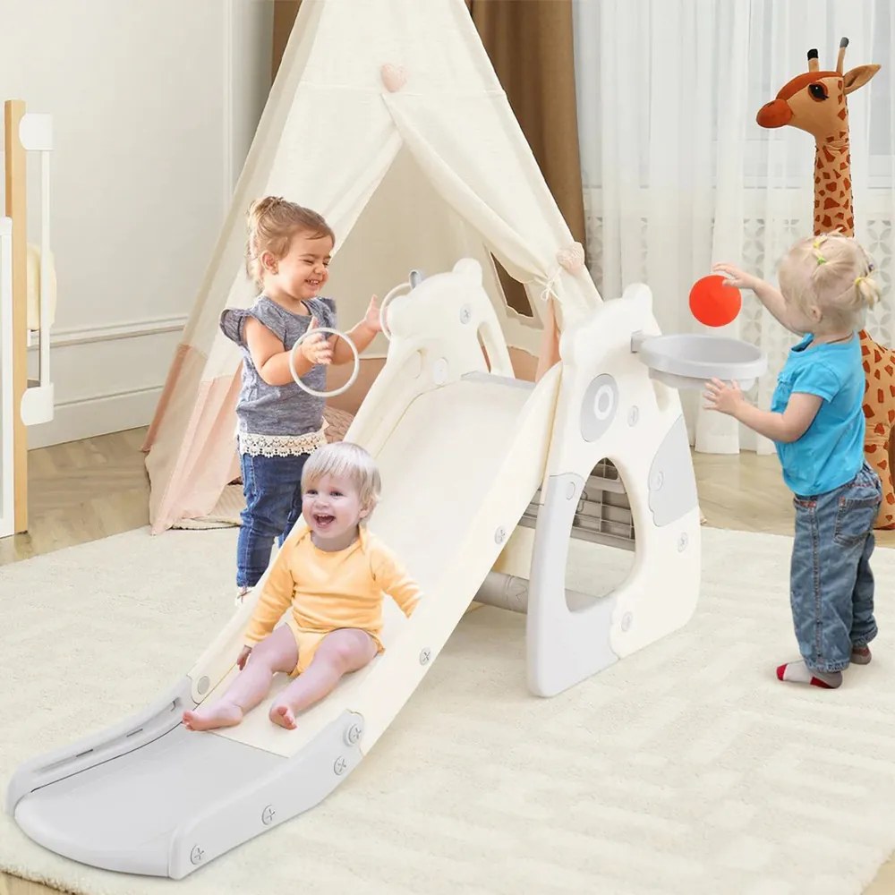 Tobogan Pliabil cu Coș de Baschet și Aruncare a Inelului