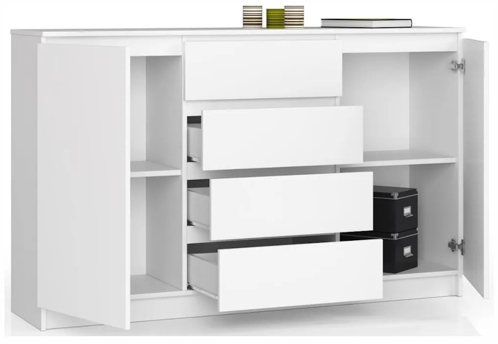 Supermobel Comoda AREVA K140 2D4SZ, 138x99x40, alb/alb luciu