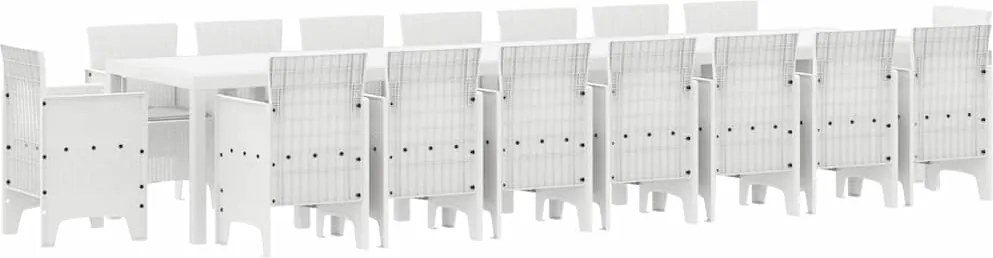 vidaXL Set de masă de grădină cu perne cu pernă 17 pcs Alb PP