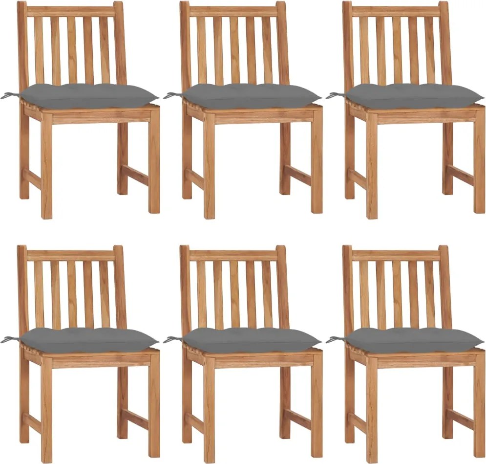 vidaXL Scaune de grădină cu perne, 6 buc, lemn masiv de tec