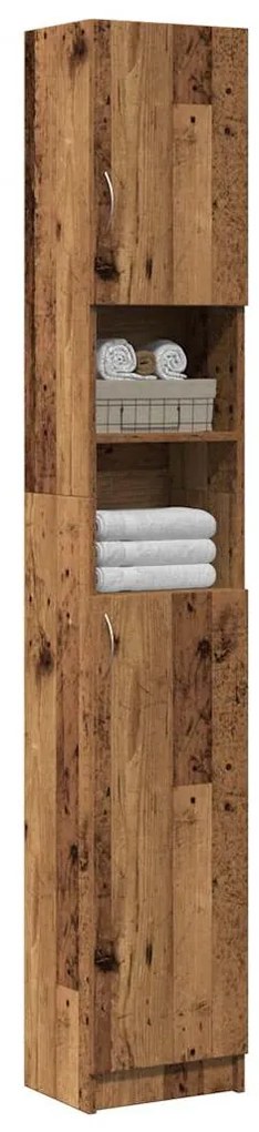 vidaXL Dulap de baie, lemn vechi, 32x25,5x190 cm, PAL