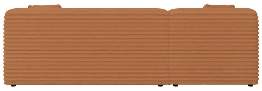 Colțar teracotă cu tapițerie din catifea reiată (cu colț pe partea stângă, cu șezlong) Martin – Ropez