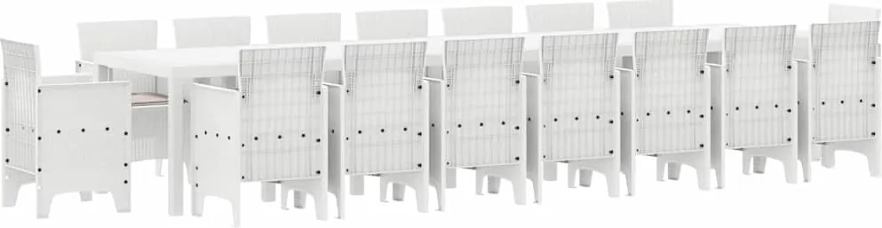 vidaXL Set de masă de grădină cu perne cu pernă 17 pcs Alb PP