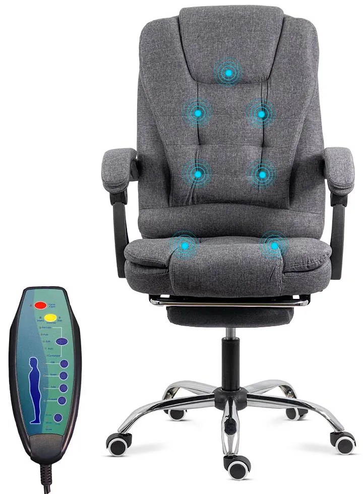 Scaun birou textil cu masaj in 7 puncte OFF 4181M gri