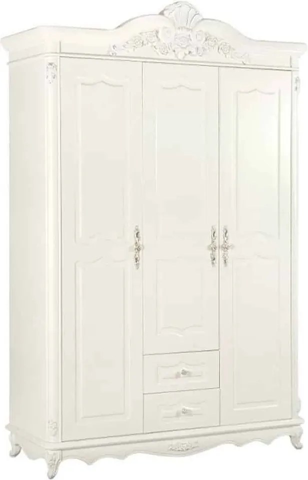 Dulap lemn masiv 3 Uși Paris Ecru, 157 × 59 × 241 cm