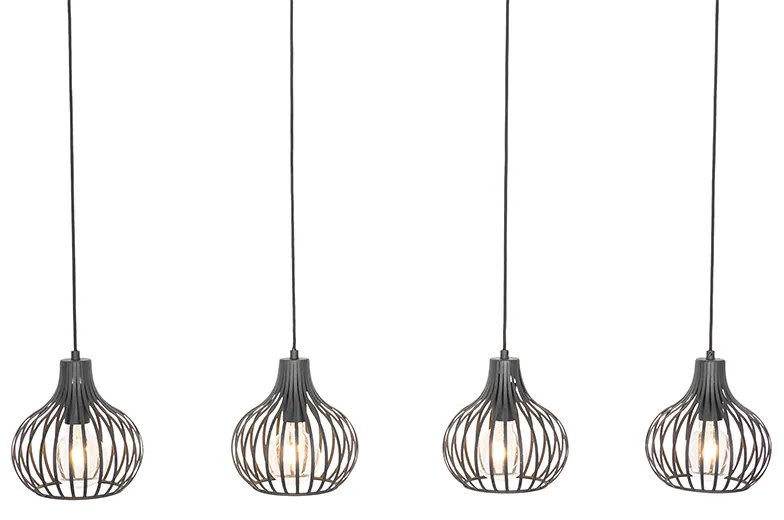 Lampă modernă cu pandantiv neagră cu 4 lumini - Saffira