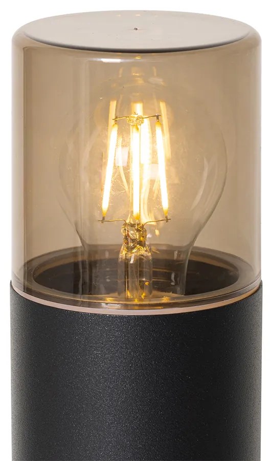 Lampă de exterior de podea neagră cu abajur fumuriu 70 cm - Odense