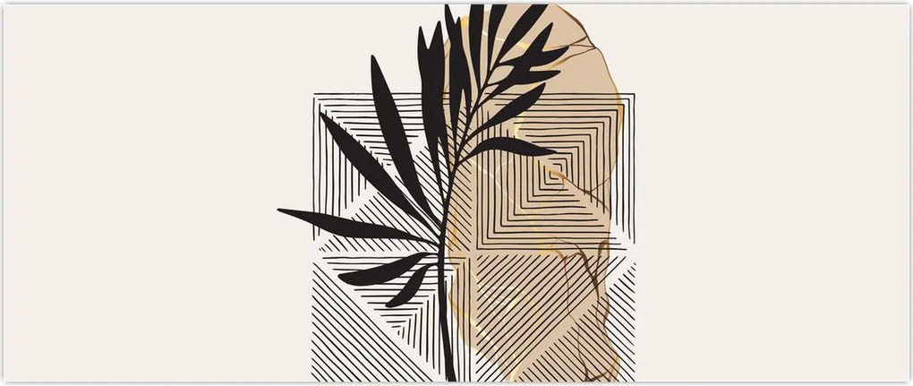 Tablou - Abstracție cu frunze tropicale N⁰1 (120x50 cm)