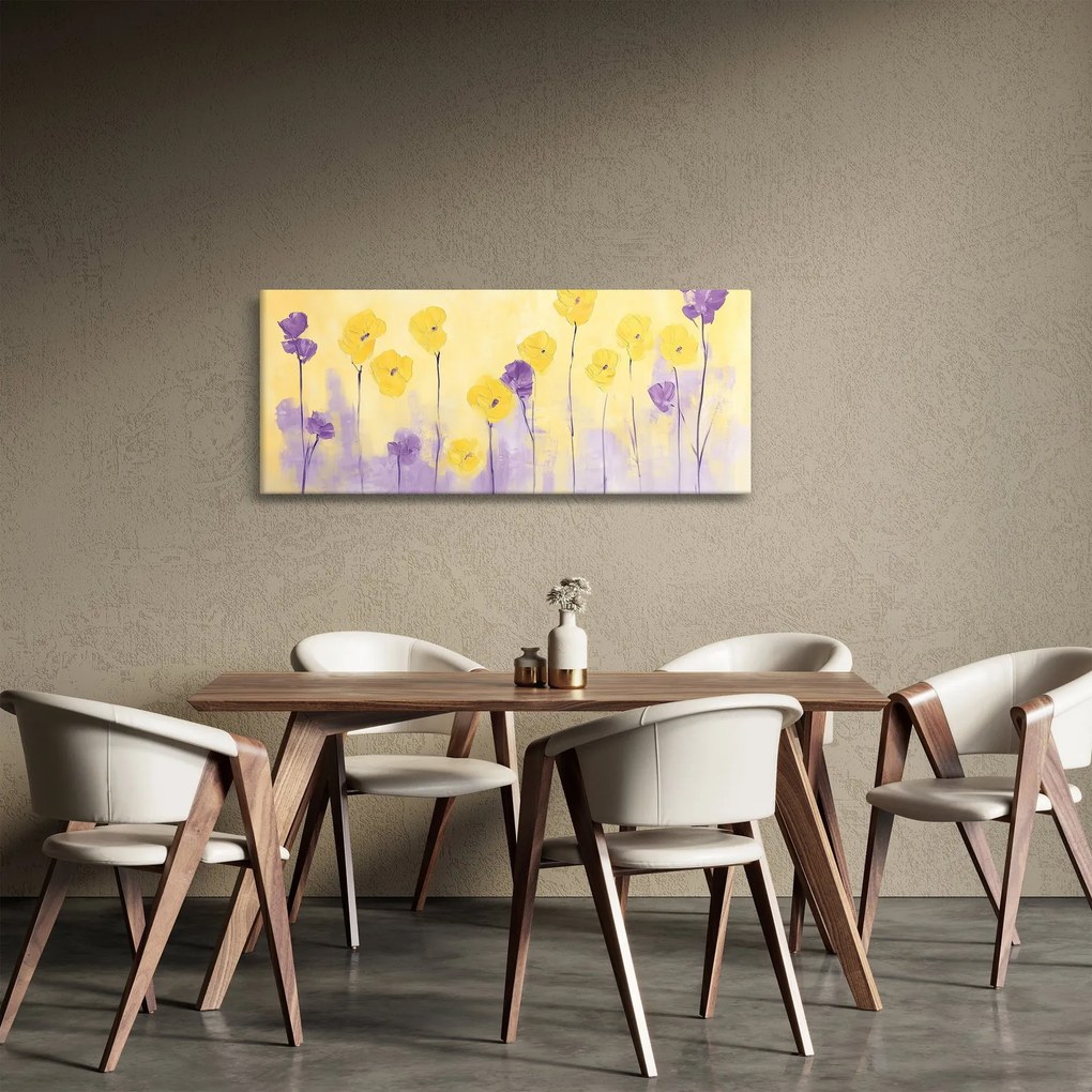 Tablou - Flori mov și galbene (120x50 cm)