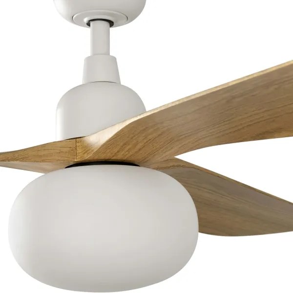 FARO 34361WT-11L Ventilator de tavan OUTWOOD L, 1xE27/15W, maro/alb, diam. 150 cm, WT, IP44, cu telecomandă