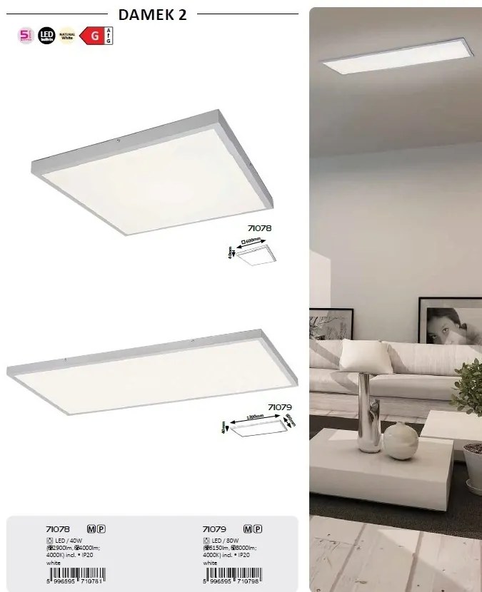 Plafoniera LED stil tehnic panou Damek2 60x60cm