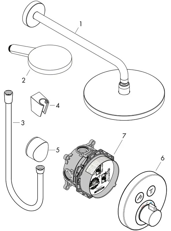 Set de dus Hansgrohe, Raindance Select S, cu baterie termostatata ShowerSelect S, crom