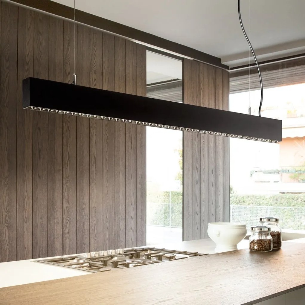 Lustra liniara cu lumina directa si indirecta STEEL Accent Black 4000K