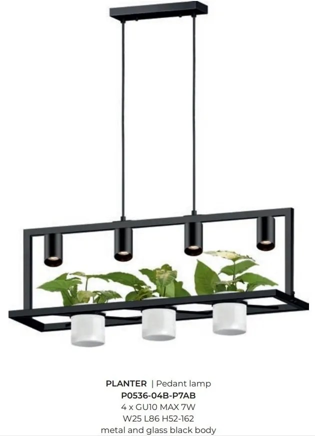 Lustra suspendata cu 4 spoturi si suport pentru plante PLANTER