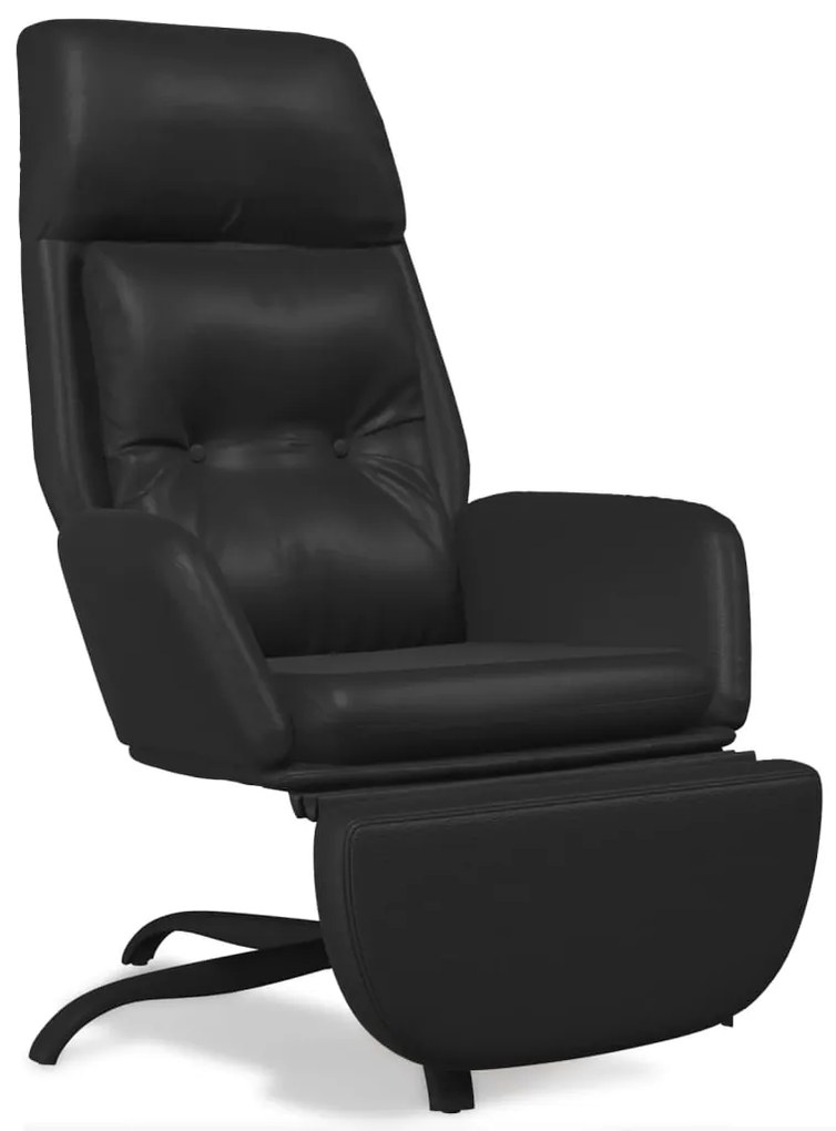 3097748 vidaXL Scaun de relaxare cu taburet, negru lucios, piele artificială