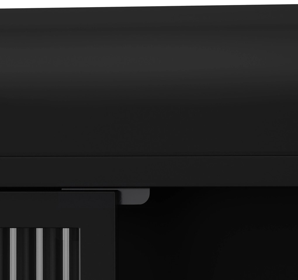 Dulap de Perete cu 3 Uși din Sticlă cu Design Curbat, Negru | Aosom Romania