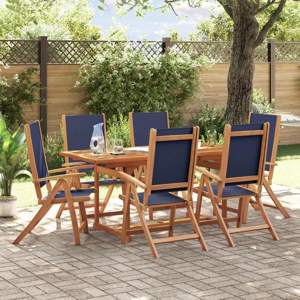 3279298 vidaXL Set mobilier de grădină, 7 piese, lemn masiv acacia/textilenă