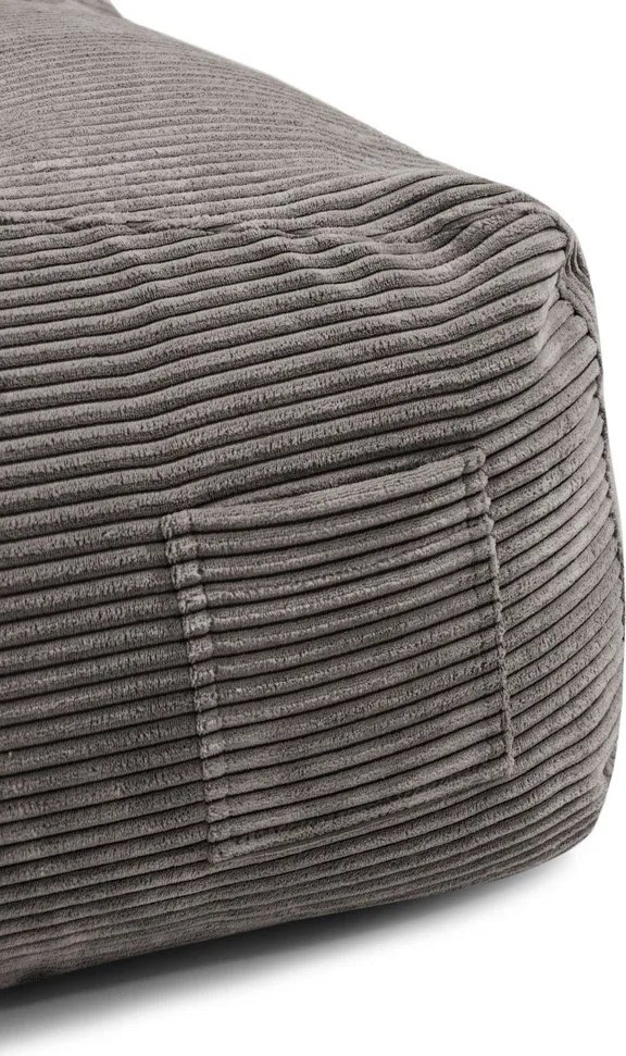 Fotoliu puf pentru copii gri închis cu tapițerie din catifea reiată Game Amuse – SLOWDOWN