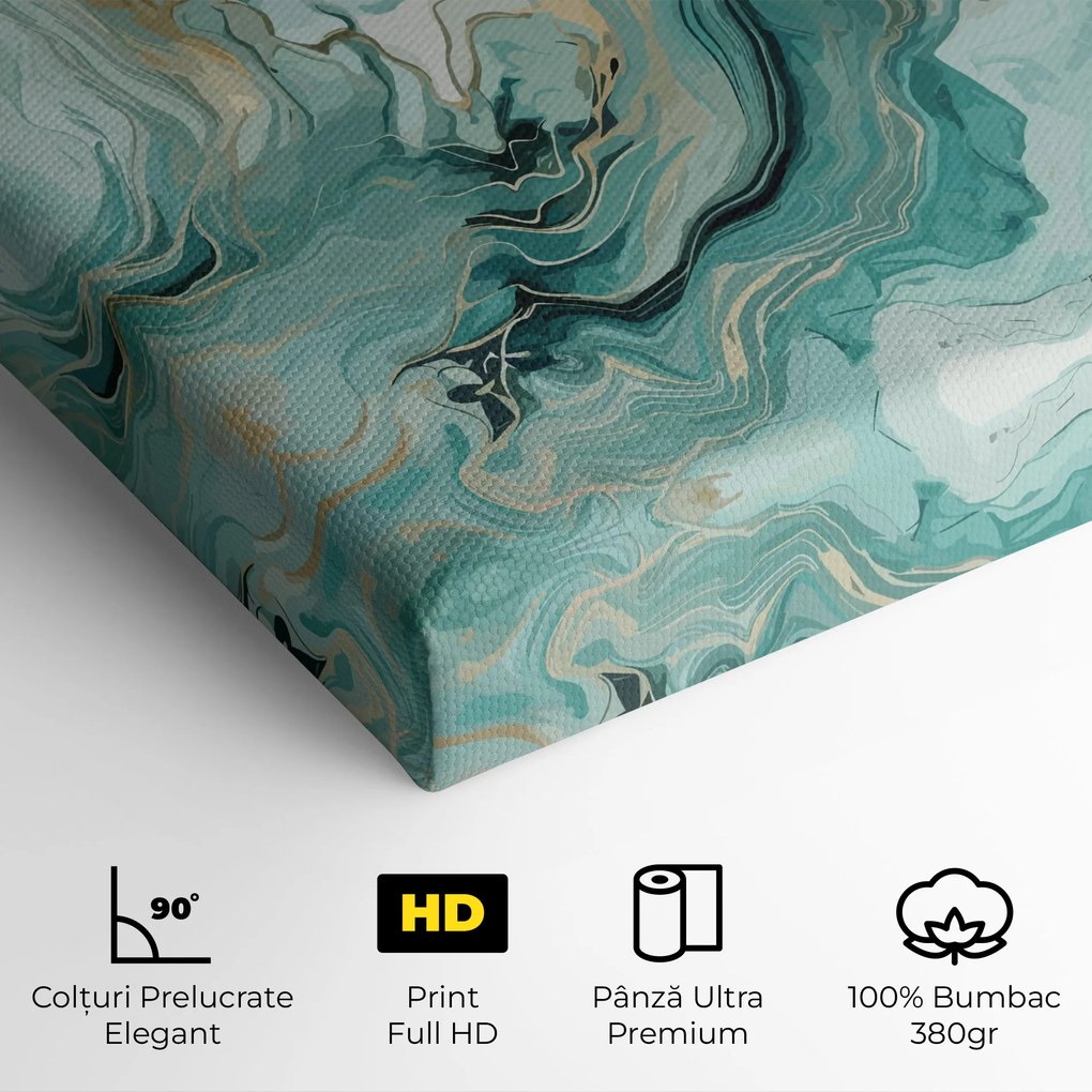 Tablou Canvas, 70x100cm, Dormitor si Living, Feng Shui, Apa, Green Gold Water