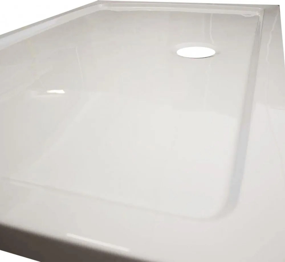 Cădiță de duș acrilică pătrată asimetrică Modena Slim, 80x100x5,5 cm