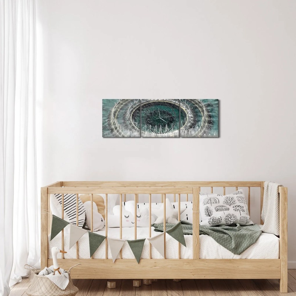 Tablou cu fântănă arteziană (cu ceas) (90x30 cm)