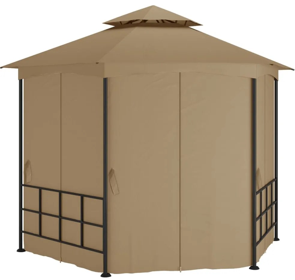 vidaXL Pavilion cu pereți laterali, gri taupe, 3,1x2,7 m
