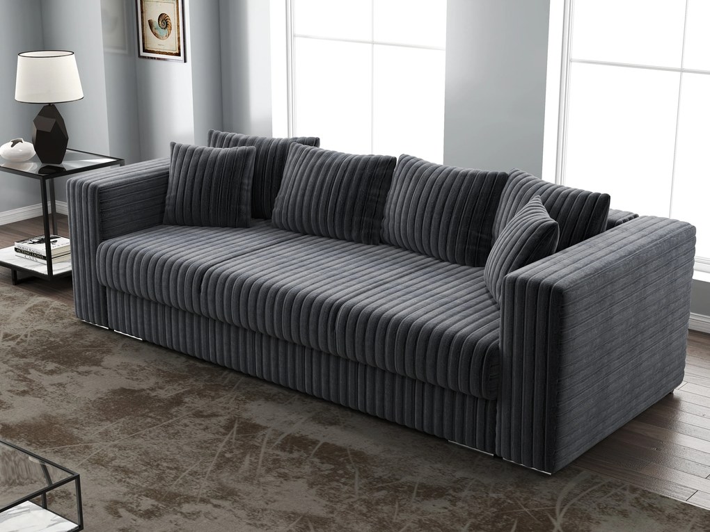 Canapea extensibilă dumonde cu ladă de depozitare si sezut confortabil din spuma high-density, Gloria Ambience Grey 240x100 cm