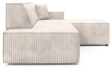 Canapea colțar extensibilă TERAMO în formă de L, cu spațiu de depozitare, partea dreaptă, bej