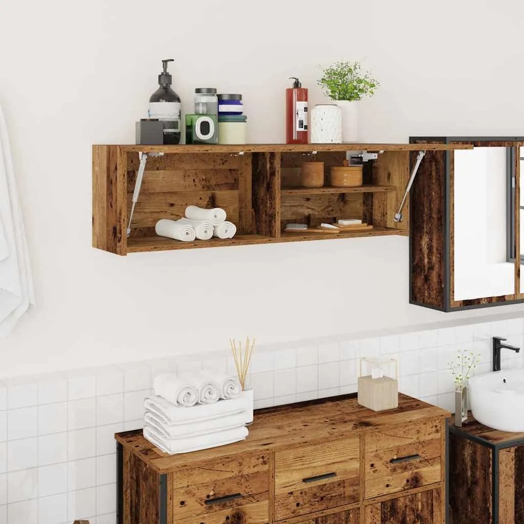vidaXL Dulap perete de baie, lemn vechi, 100x25x30 cm, lemn prelucrat