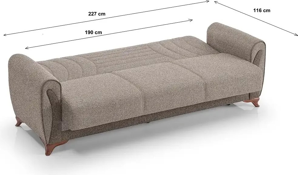 Canapea extensibila 3 loc cu spatiu de depozitare – stofa maro – Seren