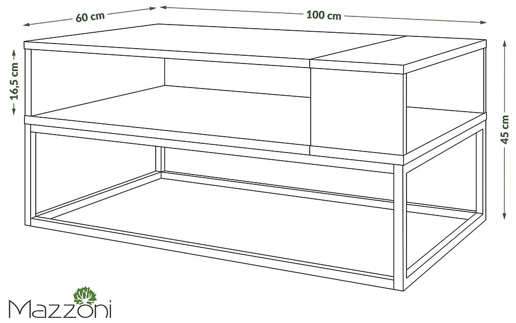 Mazzoni LYNX Beton Millennium/Alb Mat - MĂSUȚĂ DE CAFEA MODERNĂ STILUL LOFT