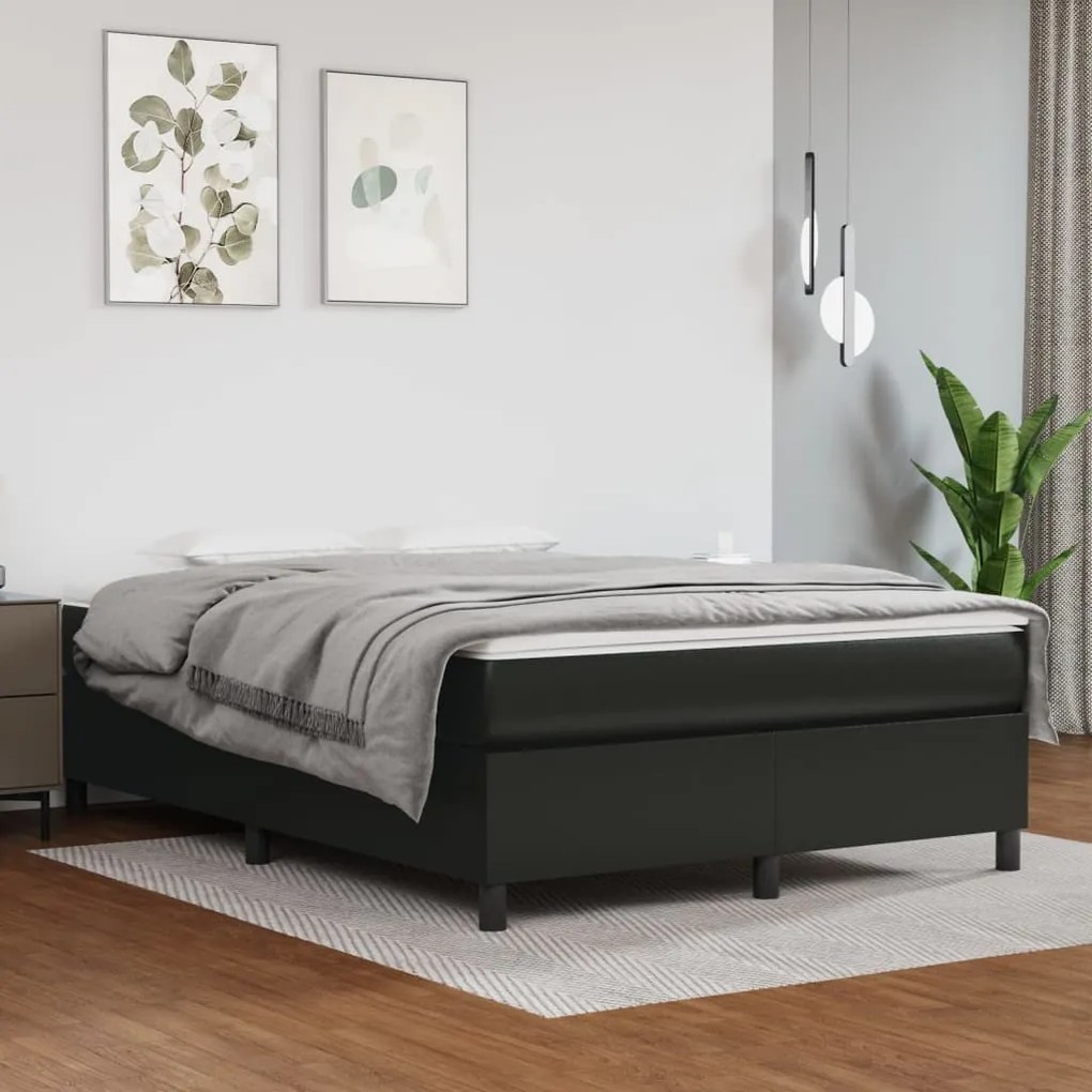 3121047 vidaXL Cadru de pat box spring, negru, 140x200 cm, piele ecologică