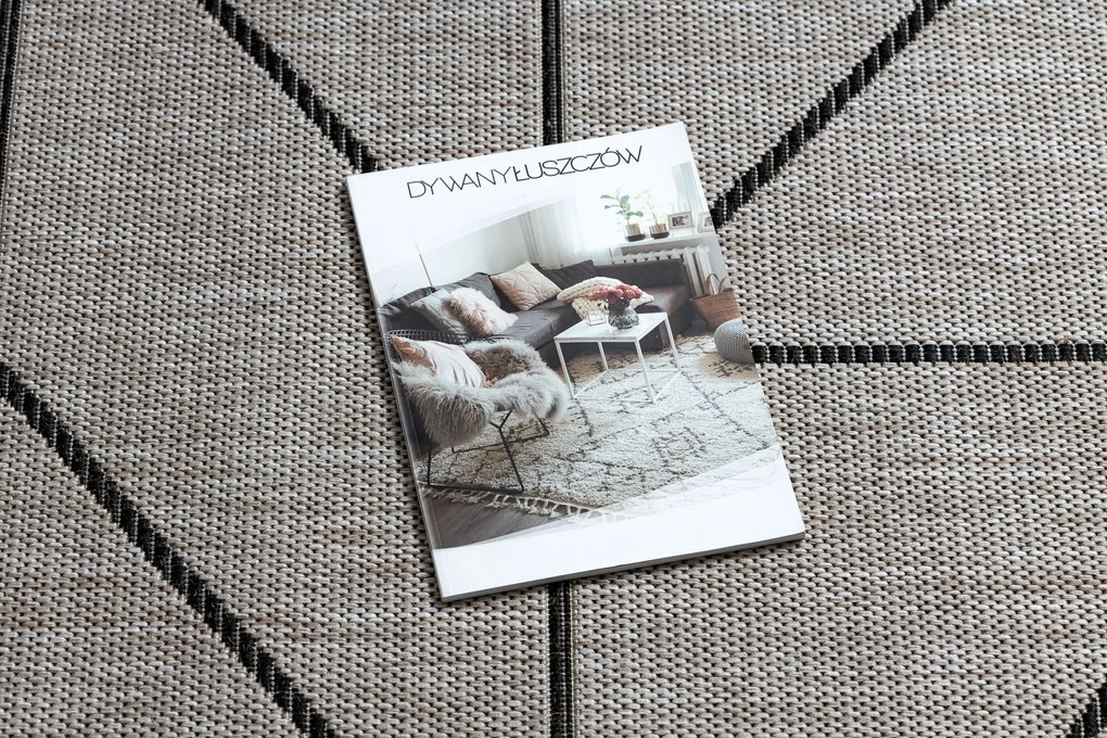 Covor sisal Floorlux 20605 argint si negru, bej Triunghiuri, Geometric