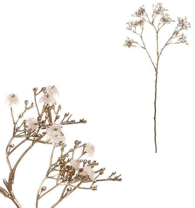 Set de ramuri de Gypsophila cu flori albe, 3 bucăți, auriu, 68 cm