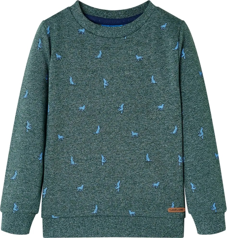 vidaXL Bluzon pentru copii, verde închis melanj, 140